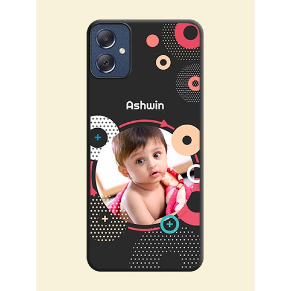 Multicoloured Round Image On Space Black Custom Soft Matte Mobile Back Cover - Galaxy F05 Multicoloured Round Image On Space Black Custom Soft Matte Mobile Back Cover - Galaxy F05
