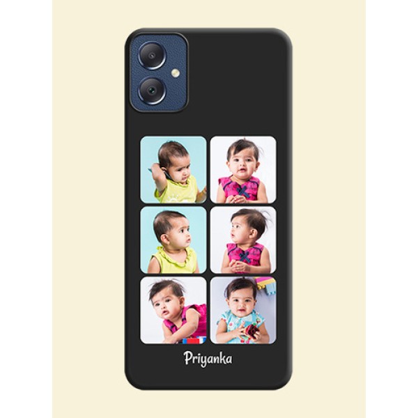 Floral Art with 6 Image Holder on Photo On Space Black Custom Soft Matte Mobile Back Cover - Galaxy F05 Floral Art with 6 Image Holder on Photo On Space Black Custom Soft Matte Mobile Back Cover - Galaxy F05
