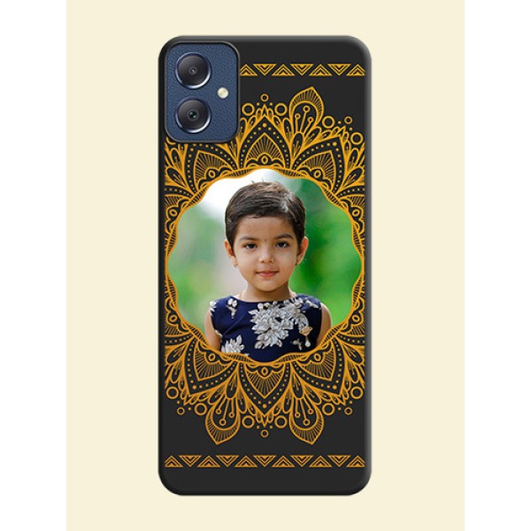 Round Image with Floral Design On Space Black Custom Soft Matte Mobile Back Cover - Galaxy F05 Round Image with Floral Design On Space Black Custom Soft Matte Mobile Back Cover - Galaxy F05