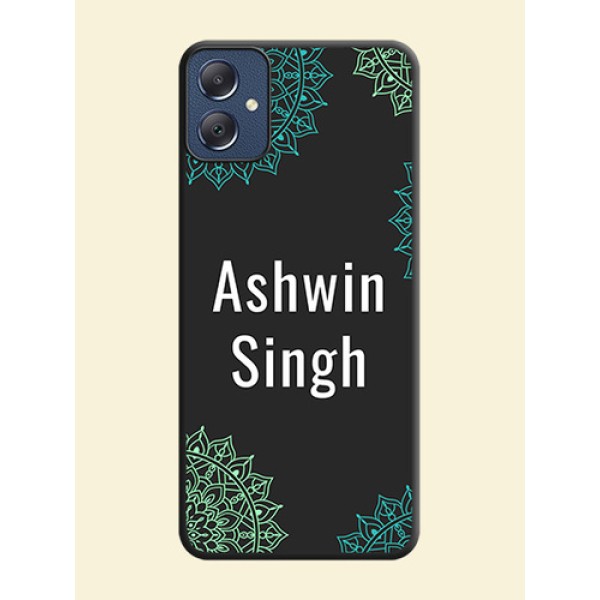 Your Name with Floral Design On Space Black Custom Soft Matte Mobile Back Cover - Galaxy F05 Your Name with Floral Design On Space Black Custom Soft Matte Mobile Back Cover - Galaxy F05