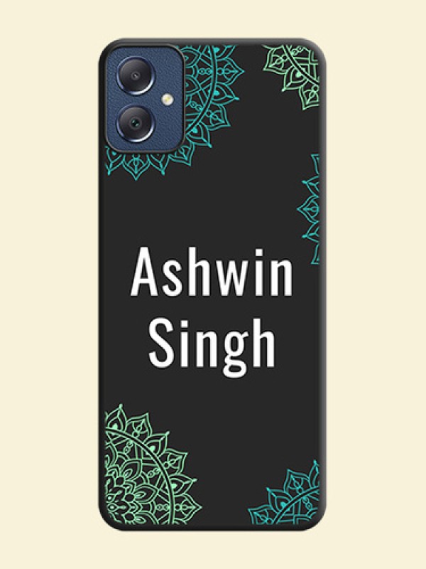 Your Name with Floral Design On Space Black Custom Soft Matte Mobile Back Cover - Galaxy F05
