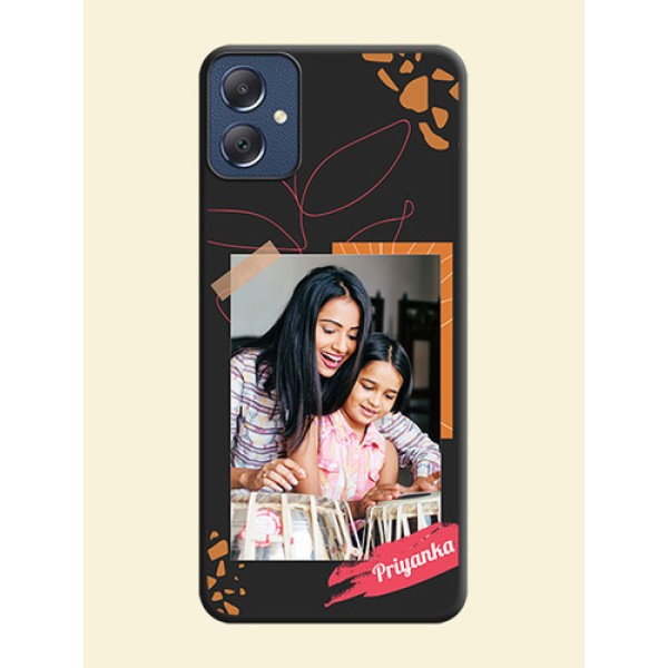 Orange Photo Frame On Space Black Custom Soft Matte Mobile Back Cover - Galaxy F05 Orange Photo Frame On Space Black Custom Soft Matte Mobile Back Cover - Galaxy F05
