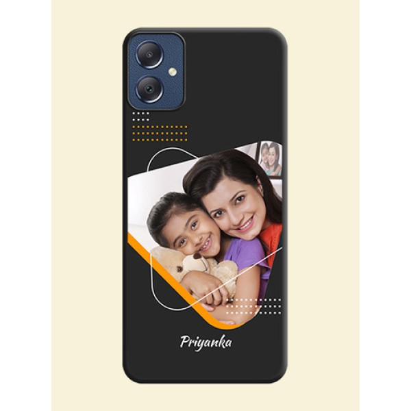 Yellow Triangle on Photo On Space Black Custom Soft Matte Mobile Back Cover - Galaxy F05 Yellow Triangle on Photo On Space Black Custom Soft Matte Mobile Back Cover - Galaxy F05