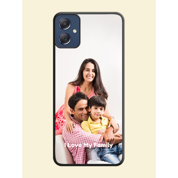 Full Single Pic Upload With Text On Space Black Custom Soft Matte Mobile Back Cover - Galaxy F05 Full Single Pic Upload With Text On Space Black Custom Soft Matte Mobile Back Cover - Galaxy F05