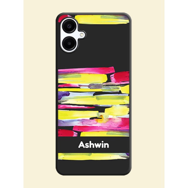Brush Coloured On Space Black Custom Soft Matte Mobile Back Cover - Galaxy F06 Brush Coloured On Space Black Custom Soft Matte Mobile Back Cover - Galaxy F06