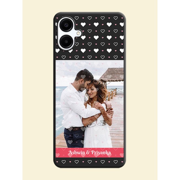 White Color Love Symbols with Text Design on Photo On Space Black Custom Soft Matte Mobile Back Cover - Galaxy F06 White Color Love Symbols with Text Design on Photo On Space Black Custom Soft Matte Mobile Back Cover - Galaxy F06