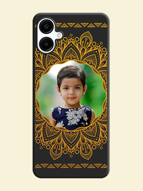 Round Image with Floral Design On Space Black Custom Soft Matte Mobile Back Cover - Galaxy F06