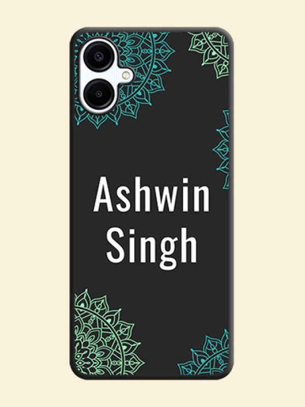 Your Name with Floral Design On Space Black Custom Soft Matte Mobile Back Cover - Galaxy F06