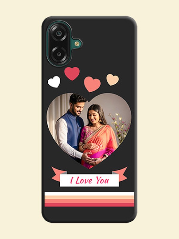 Love Shaped Photo with Colorful Stripes On Space Black Custom Soft Matte Mobile Back Cover - Samsung Galaxy F07