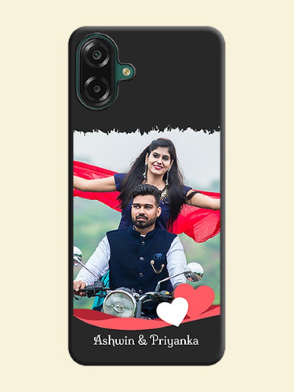 Pin Color Love Shaped Ribbon Design with Text On Space Black Custom Soft Matte Mobile Back Cover - Samsung Galaxy F07