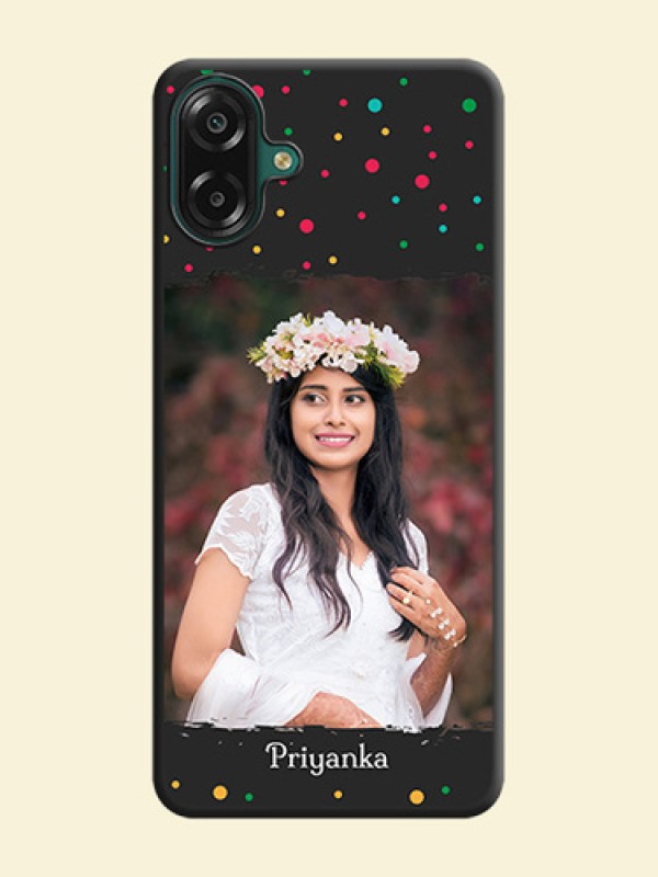 Multicolor Dotted Pattern with Text On Space Black Custom Soft Matte Mobile Back Cover - Samsung Galaxy F07