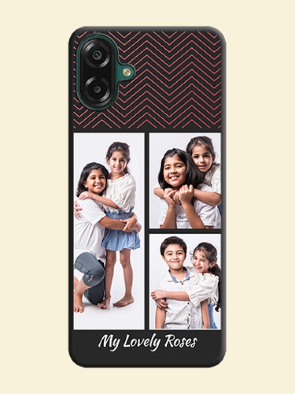 Wave Pattern with 3 Image Holder On Space Black Custom Soft Matte Mobile Back Cover - Samsung Galaxy F07