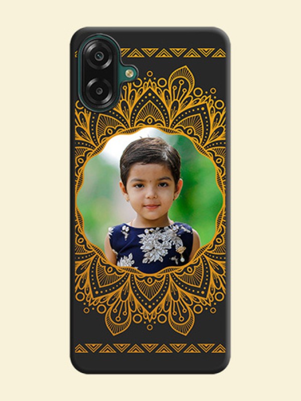 Round Image with Floral Design On Space Black Custom Soft Matte Mobile Back Cover - Samsung Galaxy F07