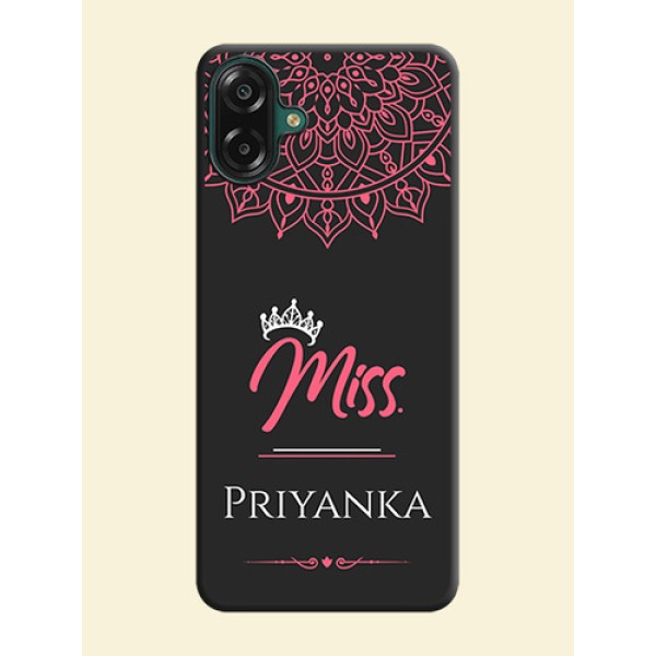 Mrs Name with Floral Design On Space Black Custom Soft Matte Mobile Back Cover - Samsung Galaxy F07 Mrs Name with Floral Design On Space Black Custom Soft Matte Mobile Back Cover - Samsung Galaxy F07