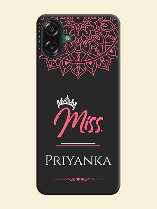 Mrs Name with Floral Design On Space Black Custom Soft Matte Mobile Back Cover - Samsung Galaxy F07