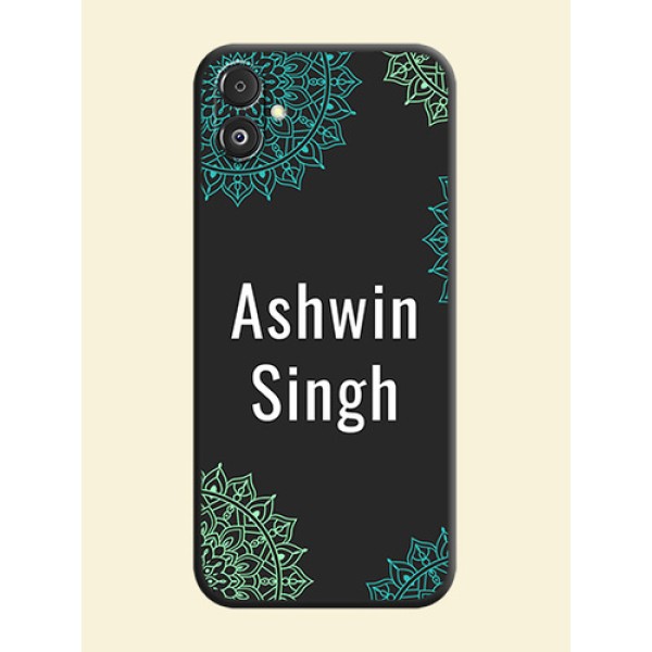 Your Name with Floral Design on Space Black Custom Soft Matte Back Cover - Galaxy F14 5G Your Name with Floral Design on Space Black Custom Soft Matte Back Cover - Galaxy F14 5G