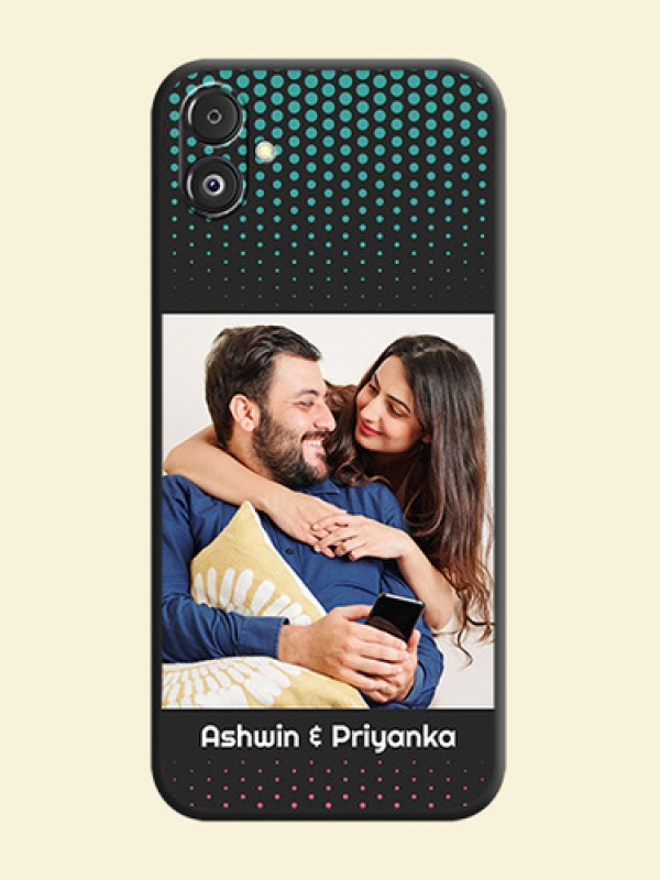 Faded Dots with Grunge Photo Frame and Text on Space Black Custom Soft Matte Phone Cases - Galaxy F14 5G