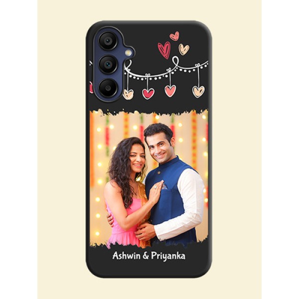 Pink Love Hangings with Name on Space Black Custom Soft Matte Phone Cases - Galaxy F15 5G Pink Love Hangings with Name on Space Black Custom Soft Matte Phone Cases - Galaxy F15 5G