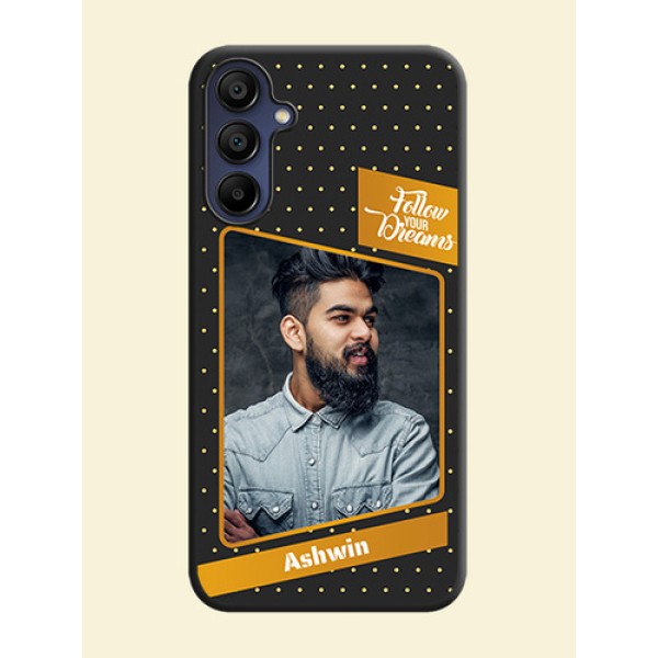 Follow Your Dreams with White Dots on Space Black Custom Soft Matte Phone Cases - Galaxy F15 5G Follow Your Dreams with White Dots on Space Black Custom Soft Matte Phone Cases - Galaxy F15 5G