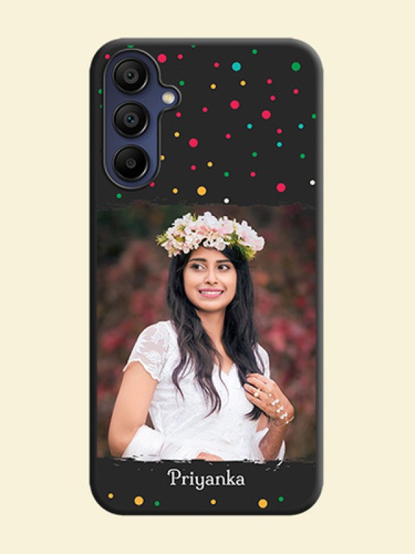 Multicolor Dotted Pattern with Text on Space Black Custom Soft Matte Phone Back Cover - Galaxy F15 5G