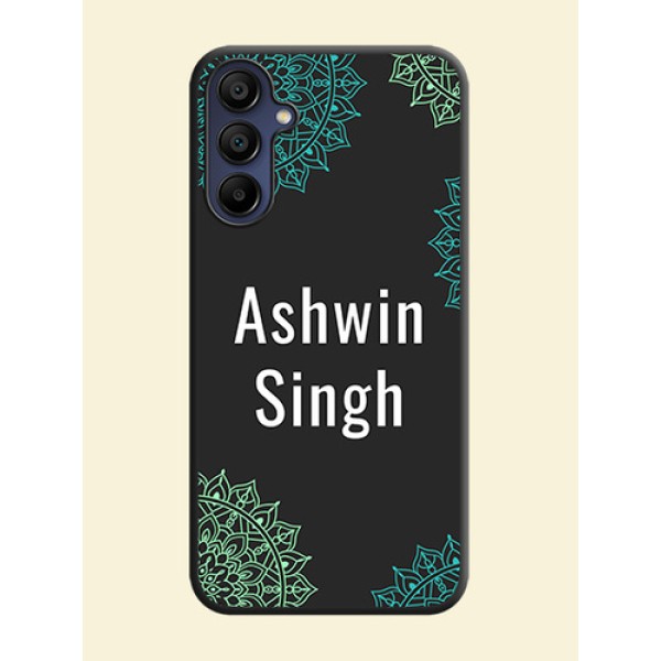 Your Name with Floral Design on Space Black Custom Soft Matte Back Cover - Galaxy F15 5G Your Name with Floral Design on Space Black Custom Soft Matte Back Cover - Galaxy F15 5G