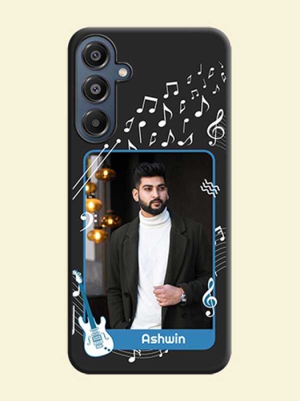 Musical Theme Design with Text on Photo On Space Black Custom Soft Matte Mobile Back Cover - Galaxy F16 5G