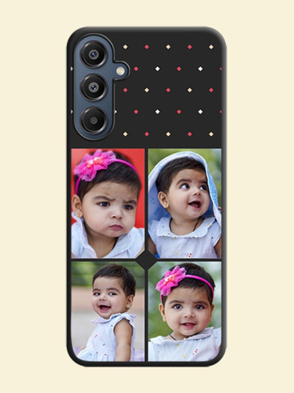 Multicolor Dotted Pattern with 4 Image Holder On Space Black Custom Soft Matte Mobile Back Cover - Galaxy F16 5G