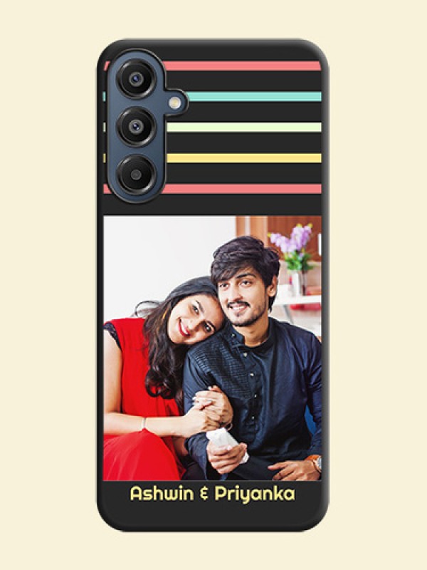 Color Stripes with Photo and Text on Photo On Space Black Custom Soft Matte Mobile Back Cover - Galaxy F16 5G