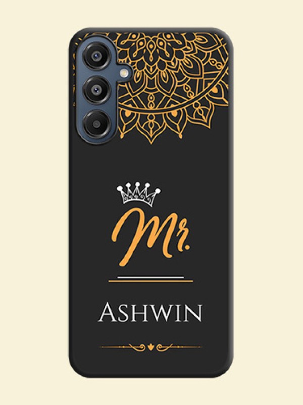 Mr Name with Floral Design On Space Black Custom Soft Matte Mobile Back Cover - Galaxy F16 5G