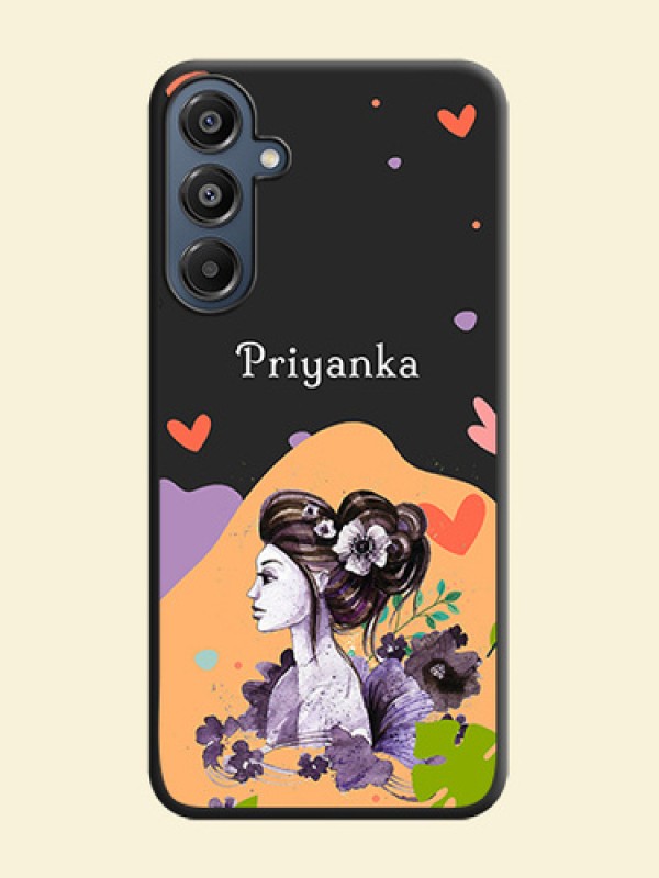 Namecase For Her With Fancy Lady Image On Space Black Custom Soft Matte Mobile Back Cover - Galaxy F16 5G
