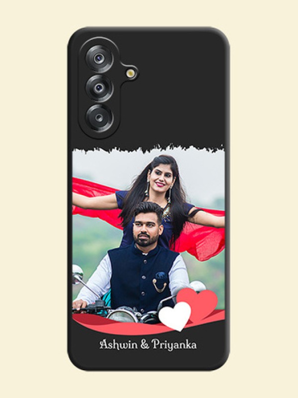 Pin Color Love Shaped Ribbon Design with Text On Space Black Custom Soft Matte Mobile Back Cover - Samsung Galaxy F17 5G