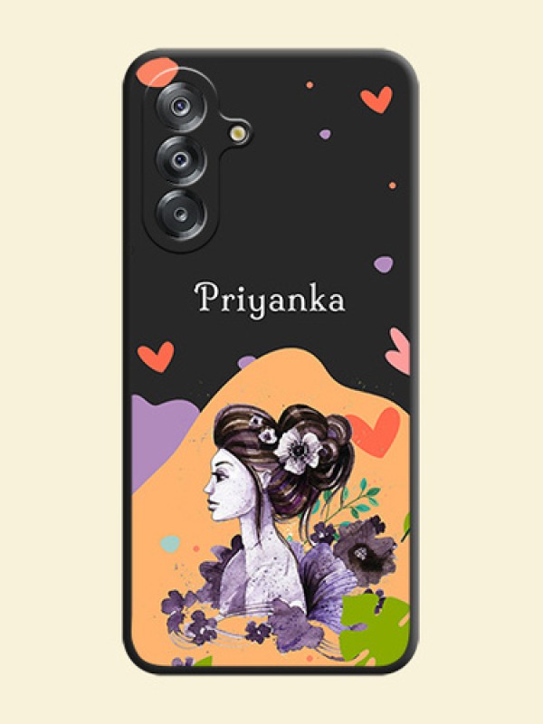 Namecase For Her With Fancy Lady Image On Space Black Custom Soft Matte Mobile Back Cover - Samsung Galaxy F17 5G