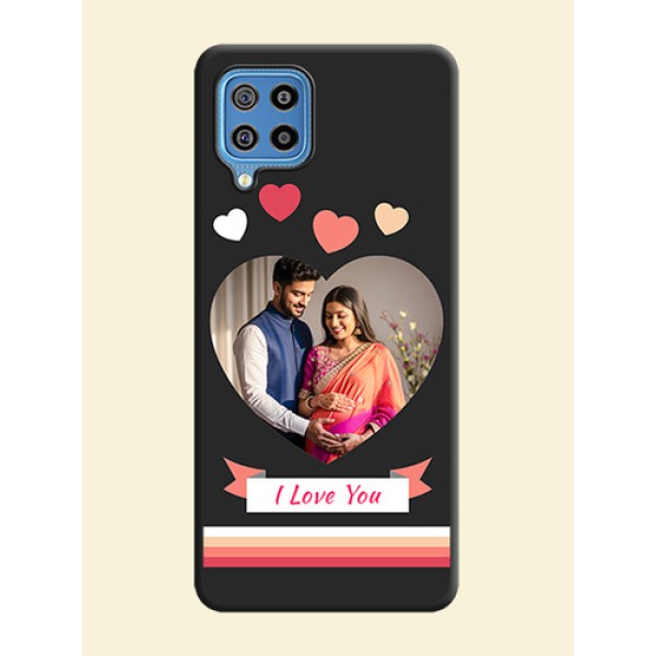 Love Shaped Photo with Colorful Stripes on Personalised Space Black Soft Matte Cases - Galaxy F22