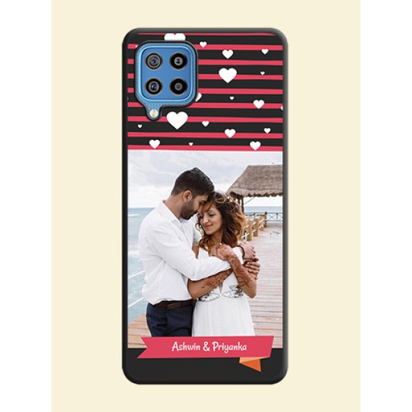 White Color Love Symbols with Pink Lines Pattern on Space Black Custom Soft Matte Phone Cases - Galaxy F22 White Color Love Symbols with Pink Lines Pattern on Space Black Custom Soft Matte Phone Cases - Galaxy F22