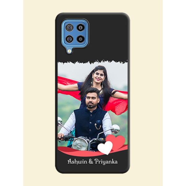 Pin Color Love Shaped Ribbon Design with Text on Space Black Custom Soft Matte Phone Back Cover - Galaxy F22 Pin Color Love Shaped Ribbon Design with Text on Space Black Custom Soft Matte Phone Back Cover - Galaxy F22