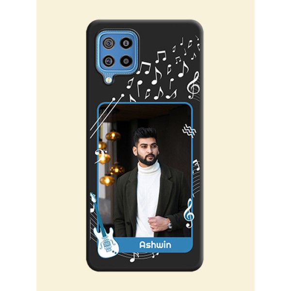 Musical Theme Design with Text on Photo on Space Black Soft Matte Mobile Case - Galaxy F22