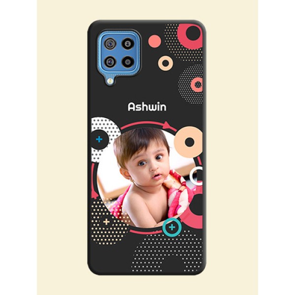 Multicoloured Round Image on Personalised Space Black Soft Matte Cases - Galaxy F22 Multicoloured Round Image on Personalised Space Black Soft Matte Cases - Galaxy F22