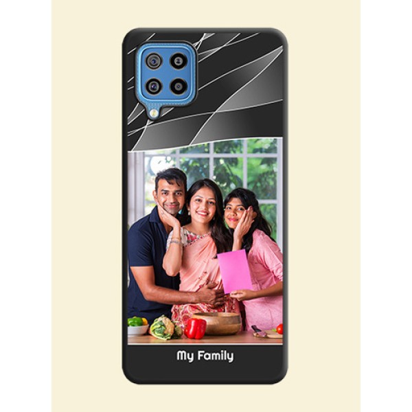 Mixed Wave Lines on Photo on Space Black Soft Matte Mobile Cover - Galaxy F22 Mixed Wave Lines on Photo on Space Black Soft Matte Mobile Cover - Galaxy F22