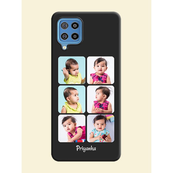 Floral Art with 6 Image Holder on Photo on Space Black Soft Matte Mobile Case - Galaxy F22 Floral Art with 6 Image Holder on Photo on Space Black Soft Matte Mobile Case - Galaxy F22