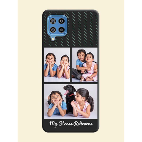 Cross Dotted Pattern with 2 Image Holder on Personalised Space Black Soft Matte Cases - Galaxy F22 Cross Dotted Pattern with 2 Image Holder on Personalised Space Black Soft Matte Cases - Galaxy F22