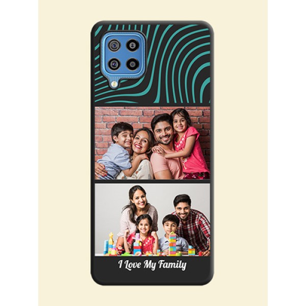 Wave Pattern with 2 Image Holder on Space Black Personalized Soft Matte Phone Covers - Galaxy F22 Wave Pattern with 2 Image Holder on Space Black Personalized Soft Matte Phone Covers - Galaxy F22
