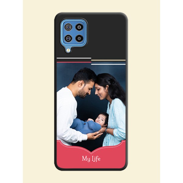 Classic Plain Design with Name on Photo on Space Black Soft Matte Phone Cover - Galaxy F22 Classic Plain Design with Name on Photo on Space Black Soft Matte Phone Cover - Galaxy F22