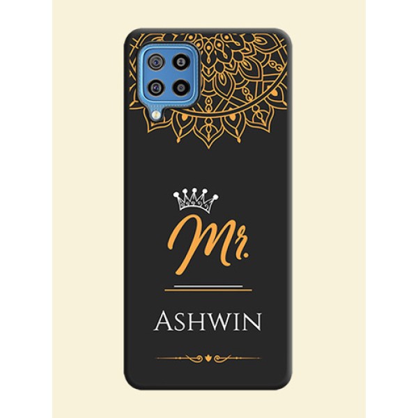 Mr Name with Floral Design on Personalised Space Black Soft Matte Cases - Galaxy F22 Mr Name with Floral Design on Personalised Space Black Soft Matte Cases - Galaxy F22