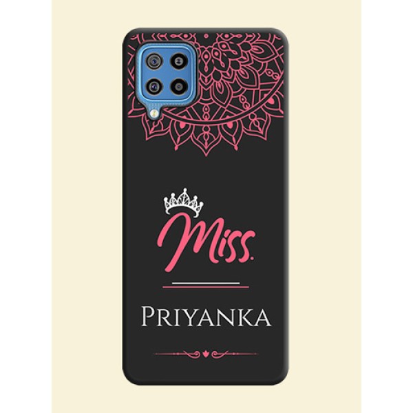 Mrs Name with Floral Design on Space Black Personalized Soft Matte Phone Covers - Galaxy F22 Mrs Name with Floral Design on Space Black Personalized Soft Matte Phone Covers - Galaxy F22