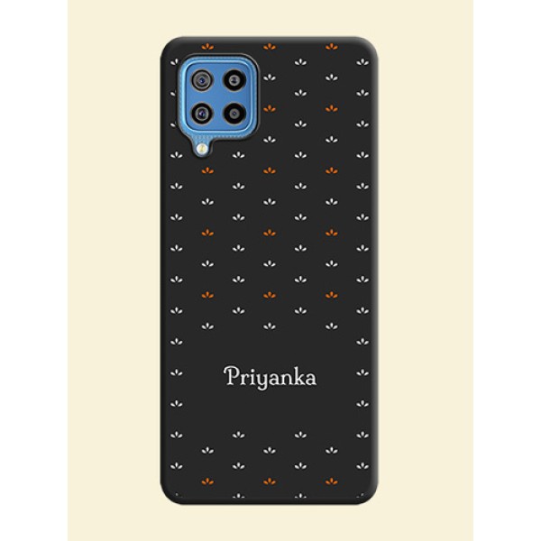 Simple Pattern With Custom Text On Space Black Personalized Soft Matte Phone Covers -Samsung Galaxy F22 Simple Pattern With Custom Text On Space Black Personalized Soft Matte Phone Covers -Samsung Galaxy F22