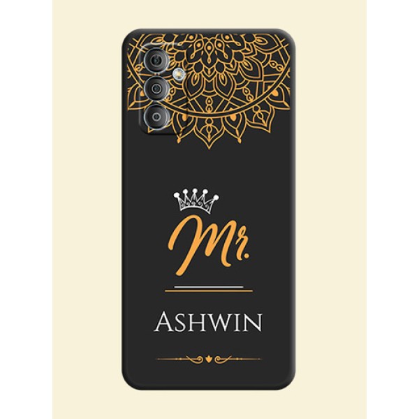 Mr Name with Floral Design on Personalised Space Black Soft Matte Cases - Galaxy F23 Mr Name with Floral Design on Personalised Space Black Soft Matte Cases - Galaxy F23
