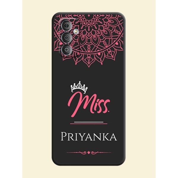 Mrs Name with Floral Design on Space Black Personalized Soft Matte Phone Covers - Galaxy F23 Mrs Name with Floral Design on Space Black Personalized Soft Matte Phone Covers - Galaxy F23