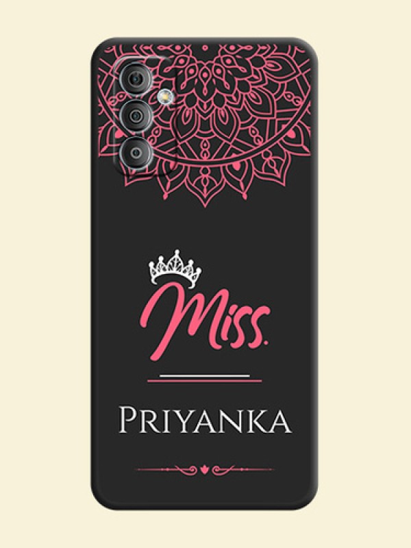 Mrs Name with Floral Design on Space Black Personalized Soft Matte Phone Covers - Galaxy F23