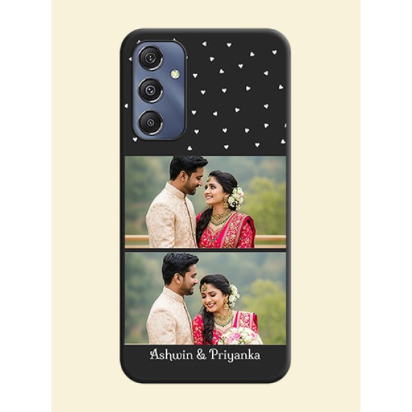 Miniature Love Symbols with Name on Space Black Custom Soft Matte Back Cover - Galaxy F34 5G Miniature Love Symbols with Name on Space Black Custom Soft Matte Back Cover - Galaxy F34 5G