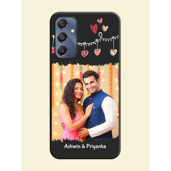 Pink Love Hangings with Name on Space Black Custom Soft Matte Phone Cases - Galaxy F34 5G Pink Love Hangings with Name on Space Black Custom Soft Matte Phone Cases - Galaxy F34 5G